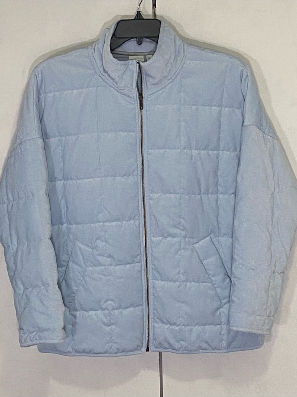 New Directions Light Blue Quilted Large Womens Jacket Ribbed Pastel